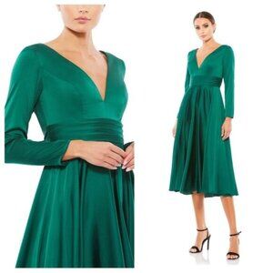 Mac Duggal Emerald Green Midi A-Line Formal Dress